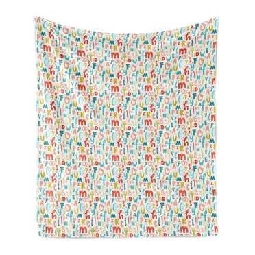 Letters Soft Flannel Fleece Throw Blanket, Colorful Alphabet Uppercase and Lowercase Characters, Cozy Plush for Indoor and Outdoor Use, 50" x 70", Multicolor, by Ambesonne