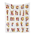 thumbnail image 1 of Letters Soft Flannel Fleece Throw Blanket, Floral Alphabet with Blooming Letters Sunflower Cornflower Dahlia Rainbow Image, Cozy Plush for Indoor and Outdoor Use, 50" x 70", Multicolor, by Ambesonne, 1 of 5