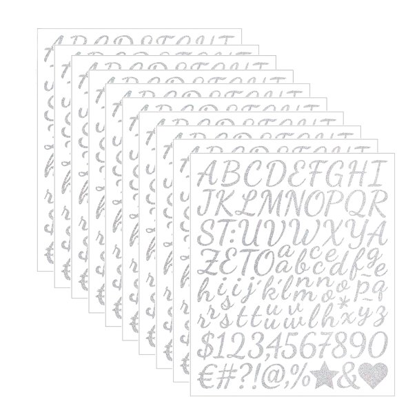 Letters Stickers 10 Sheets Self Adhesive Glitter Letter Stickers Vinyl for Scrapbooking DIY Crafts Graduation Cap Notebook Classroom Decor ﻿
