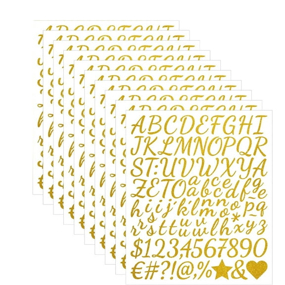 Letters Stickers 10 Sheets Self Adhesive Glitter Letter Stickers Vinyl for Scrapbooking DIY Crafts Graduation Cap Notebook Classroom Decor 