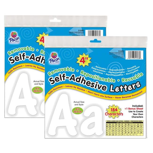 Letters White Cheery Font Self Adhesive, 4 in. - 2 per Pack