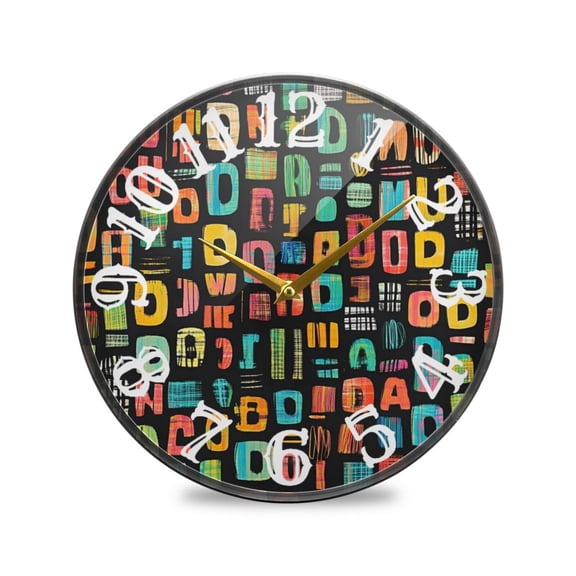 Letters Words Wall Clock 12 Inch Silent Non Ticking Battery Operated Easy to Read for Kitchen Living Room