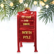 Letters for Santa Mailbox Glass Christmas Ornament