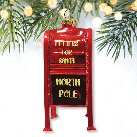 Letters for Santa Mailbox Glass Christmas Ornament