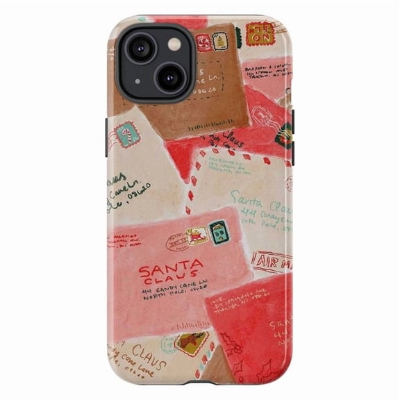 Letters to Santa Collage Phone Case, Christmas Mail North Pole Stamp Art Cover for iPhone 17 16 15 14 13 12 11 Plus Pro Max Mini
