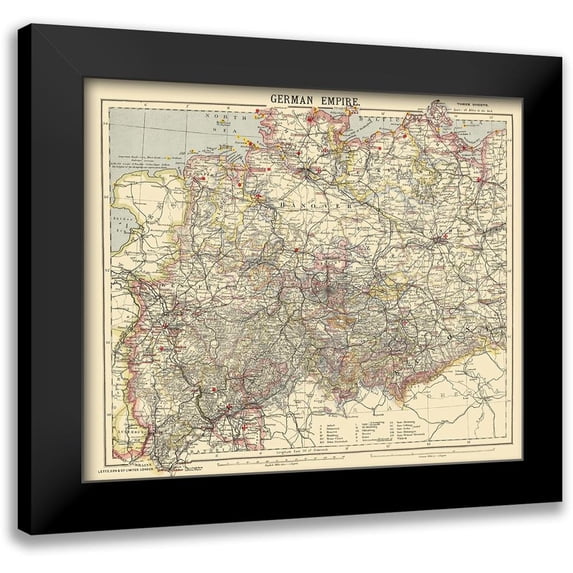 Letts 17x15 Black Modern Framed Museum Art Print Titled - German Empire 1 Germany - Letts 1883