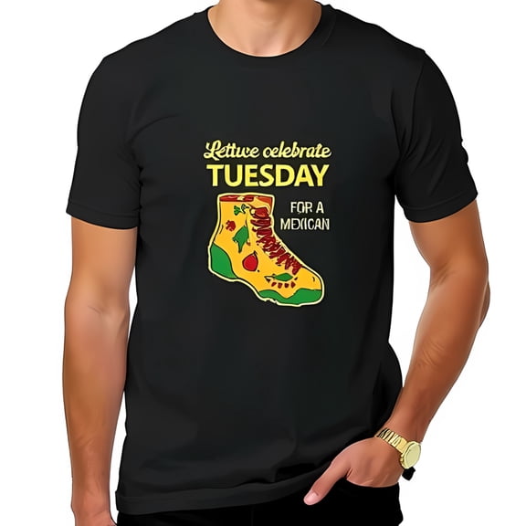 Lettuce Celebrate Tuesday Cotton Short Sleeve T-Shirt - Fun Boot Design with Colorful Accents