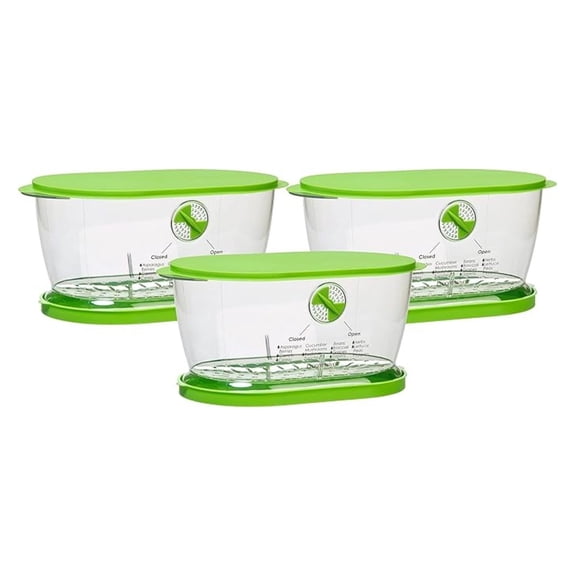 Lettuce Keeper 3-Pack - Prepworks Fresh Vegetable Storage Containers, Extend Shelf Life, Salad Greens Saver, Collard Greens Keeper, Produce Containers for Fridge