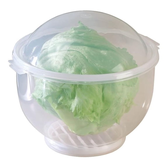 Lettuce Keeper Container - Salad & Vegetable Crisper, Keeps Greens Fresh - 7" x 8" - Preserve Lettuce, Broccoli, Cauliflower - Plastic Storage Box