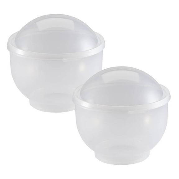 Lettuce Keeper, Crafted With 100% Durable Plastic, Kitchen Storage and Organization - Set of 2, Each Measures 7" High x 8" Diameter With Raised Lid