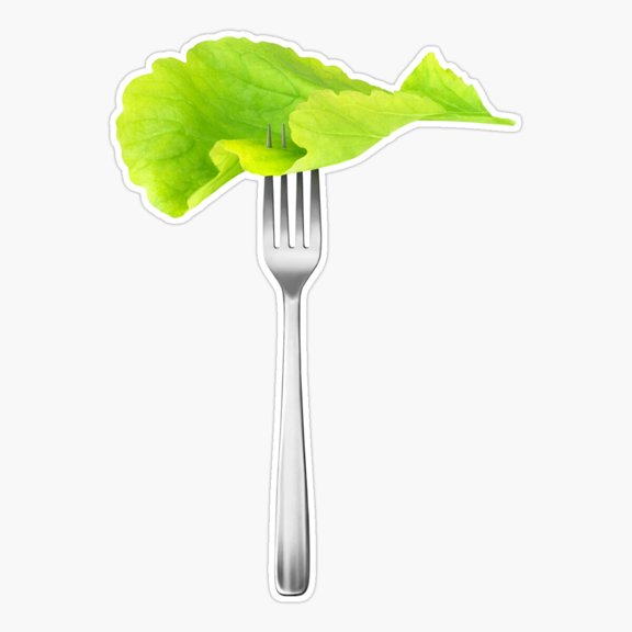 Lettuce Leaf On A Fork Er, Phone Decal Water Bottle Stickers Car Decals, Funny Birthday Gift