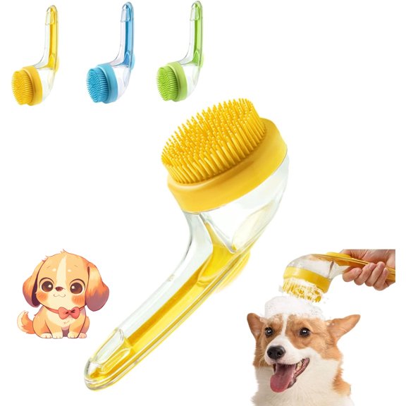 Lettuce Pets Bath Brush, Lettuce Pets Bath Brush for Dogs, Dog Paw Washer, Shampoo Brush Bubble Maker for Cats, Grooming Massage for Short & Long Hair (Yellow)