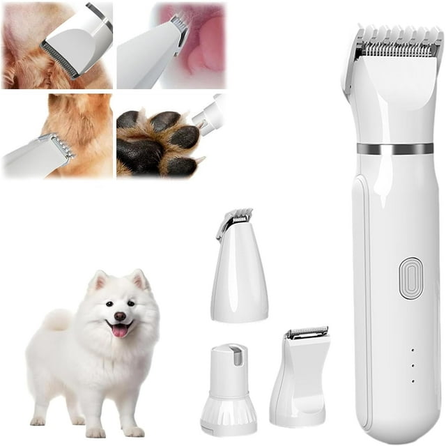 Lettuce Pets Grooming Set, Cabbage Pets Petstyle Pro 4 Different Blades, Electric Trimmer for Dog/Cat, Low Noise 4-in-1 Cordless Pet Grooming Kit for Grooming Paws, Eyes, Ears, Face