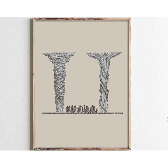 Pillars Of Cloud And Fire, Bible Sketches, Christian Modern Bible Verse Art Wall Christian Gifts, Moses Print Wall Art, Modern Wall Decor, 8x12 UNFRAMED