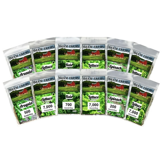 Lettuce & Salad Family Variety Seed Pack Over 44,000 Seeds! Non-GMO Heirloom Seeds for Planting The Perfect Indoor/Outdoor Garden, Arugula, Kale, Spinach & 3 Types of Delicious Lettuce.