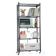 thumbnail image 1 of Letusto Heavy Duty Foldable Collapsible Shelf with Wheels with Breaks - Shelves with No Assembly Required (Black, 5 Tier), 1 of 5