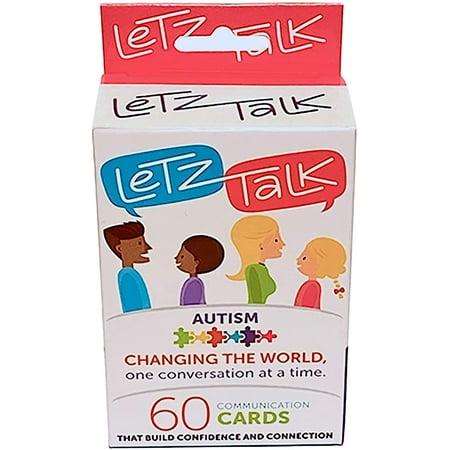 Letz Talk Conversation Cards for Kids with Autism or Aspergers - Learning & Education Toys, Communication Flash Cards Build Confidence & Self-Esteem, Family Card Games for Kids and Adults - 60 Cards