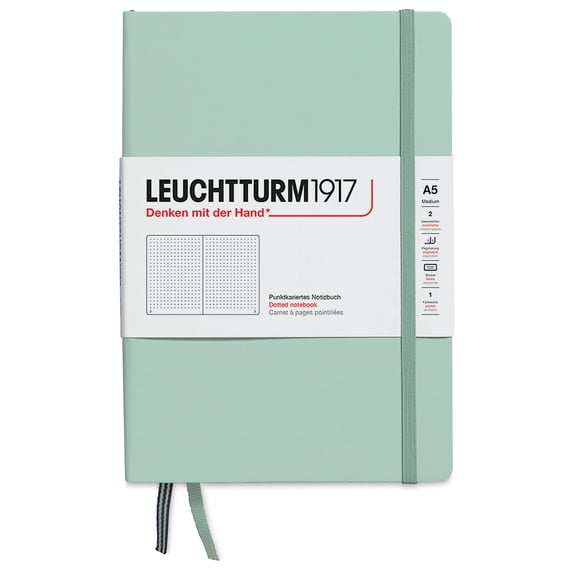 Leuchtturm1917 Dotted Hardbound Notebook, 5-3/4" x 8-1/4", Mint Green, 251 Pages