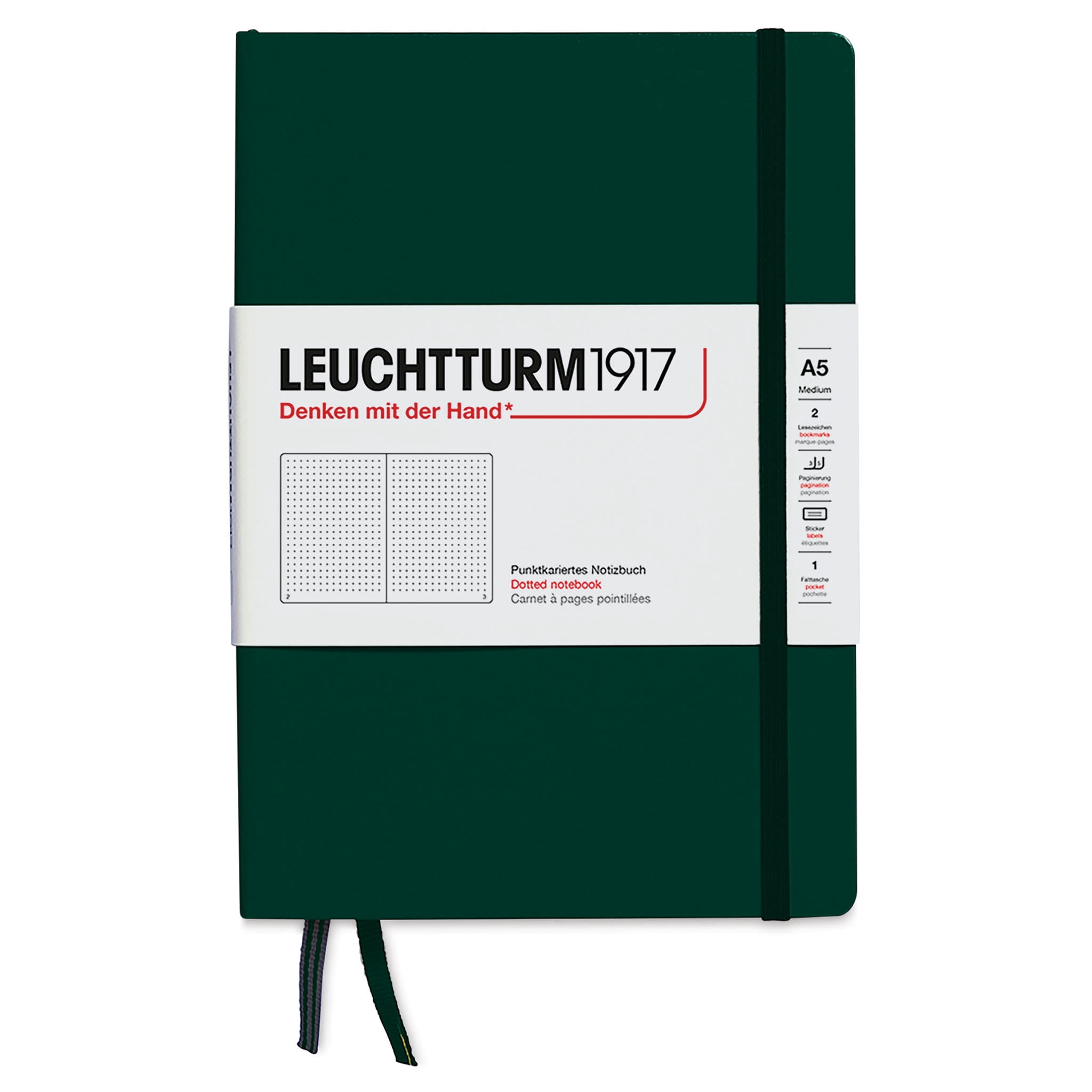 Leuchtturm1917 Dotted Hardbound Notebook - Forest Green, 5-3/4" x 8-1/4"