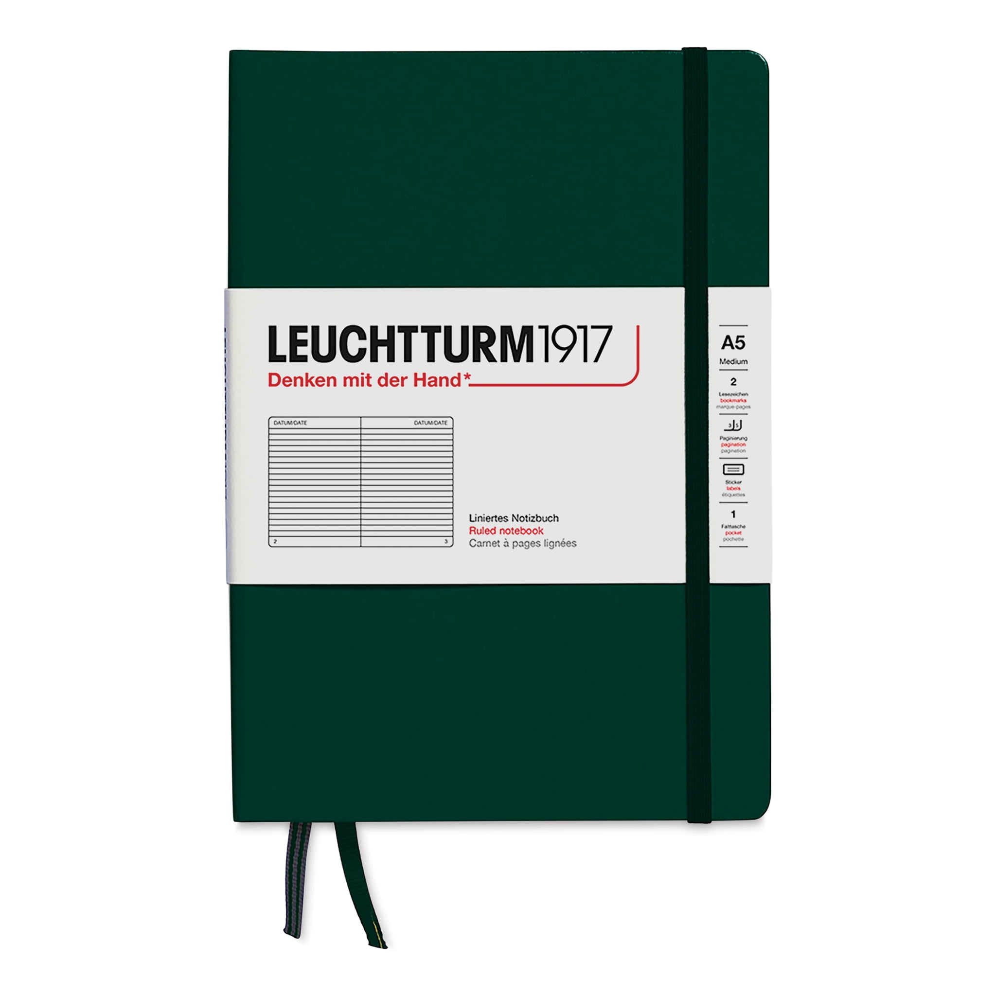 Leuchtturm1917 Ruled Hardbound Notebook Forest Green 5 3 4 X 8 1 4 leuchtturm1917-ruled-hardbound-notebook-forest-green-5-3-4-x-8-1-4