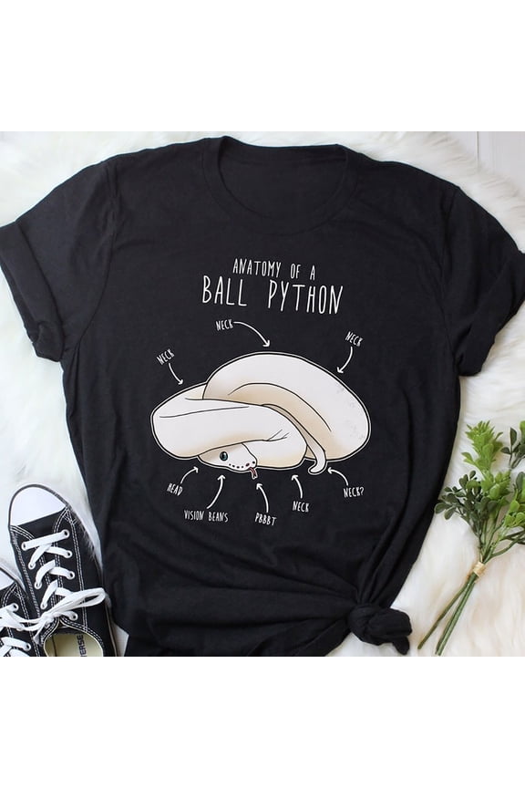 Leucistic Ball Python Shirt, Women, Men, Reptile Tshirt, Funny White Snake Lo...