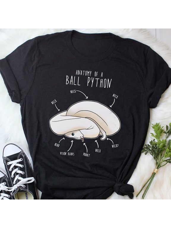 Leucistic Ball Python Shirt, Women, Men, Reptile Tshirt, Funny White Snake Lo...