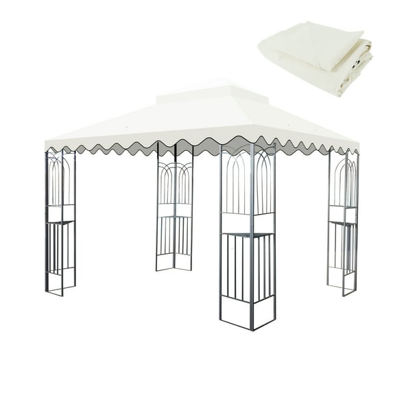 Leuco 10x10 ft Gazebo Roof Cover Only, UV-Resistant Double Roof Replacement for Outdoor Canopy Tent, Ideal for Deck, Backyard or Patio Use, Beige