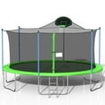 thumbnail image 1 of Leuco 16FT Trampoline with Safety Enclosure Net, Outdoor Trampoline with Basketball Hoop, Heavy Duty Jumping Mat and Spring Cover Padding for Kids and Adults, Green, 1 of 9