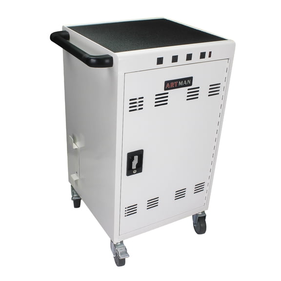 Leuco 35 Device Mobile Charging Cart, Mobile Ipad Cart for iPads, Chromebooks and Laptop Computers, Locking Charging Station with Lock & Key for The Front Back Door, Surge Protection