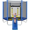 thumbnail image 1 of Leuco 7ft kids trampoline with slide, kids outdoor trampoline with fence and ladder, adult outdoor fitness trampoline - Blue, 1 of 8