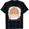 thumbnail image 1 of Leukemia Awareness Bleached Rainbow Orange Ribbon Men T-Shirt, 1 of 4