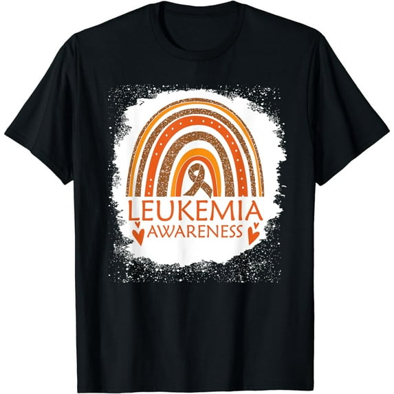 Leukemia Awareness Bleached Rainbow Orange Ribbon Men T-Shirt