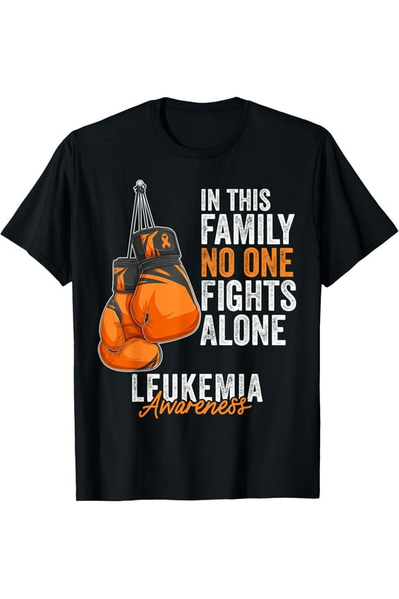 Leukemia Awareness Month Boxing Gloves Orange Ribbon T-Shirt