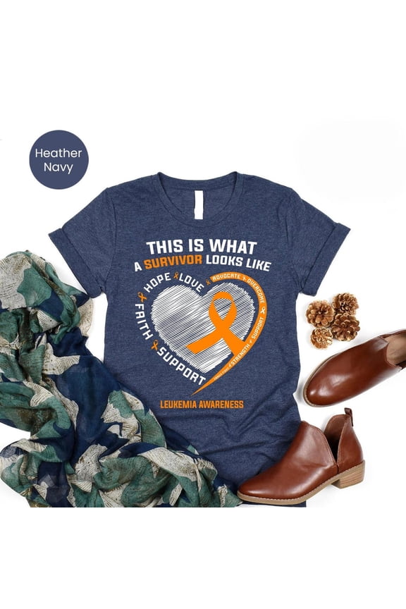 Leukemia Awareness Shirt: Orange Ribbon Cancer Survivor Tee TSHIRT All Size S-5XL