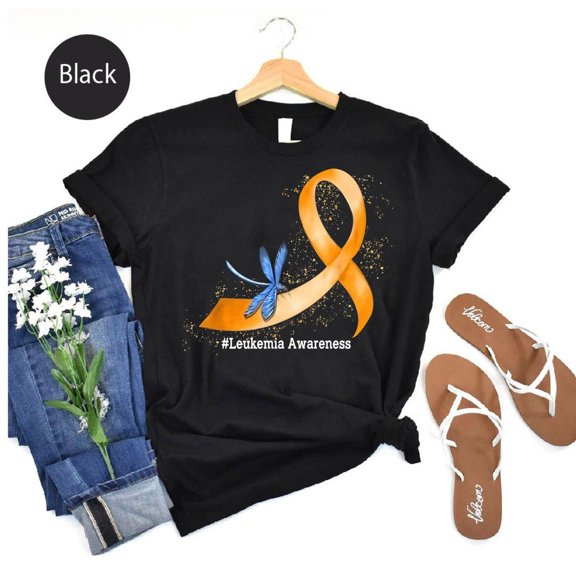 Leukemia Awareness Shirt: Orange Ribbon Dragonfly Support Tee TSHIRT All Size S-5XL