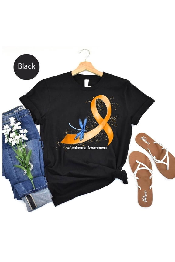 Leukemia Awareness Shirt: Orange Ribbon Dragonfly Support Tee TSHIRT All Size S-5XL