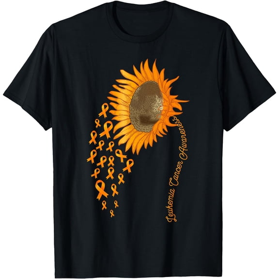 Leukemia Cancer Awareness Sunflower Orange Ribbon T-Shirt