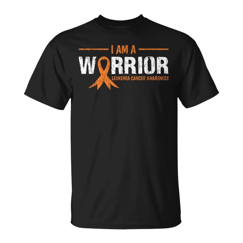Leukemia Cancer Awareness Warrior Orange Ribbon Support T-Shirt Men ...