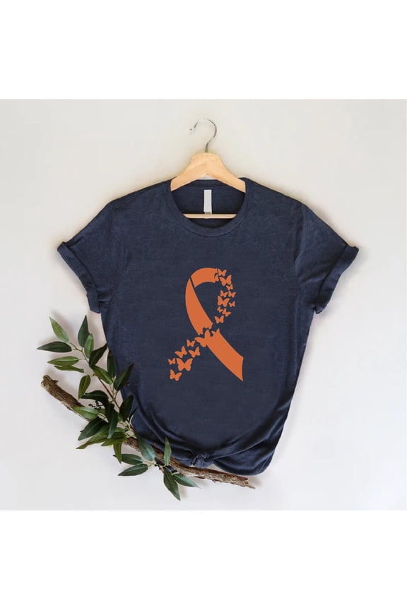 Leukemia Cancer Symbol Shirt, Orange Ribbon T-Shirt, Cancer Survivor, Cancer Support Shirt, Orange Ribbon For Leukemia Awareness, Full Size S-5XL