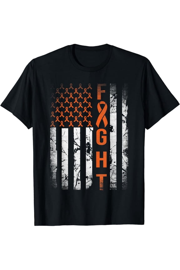 Leukemia Ribbon Fight American Flag Leukemia Awareness T-Shirt