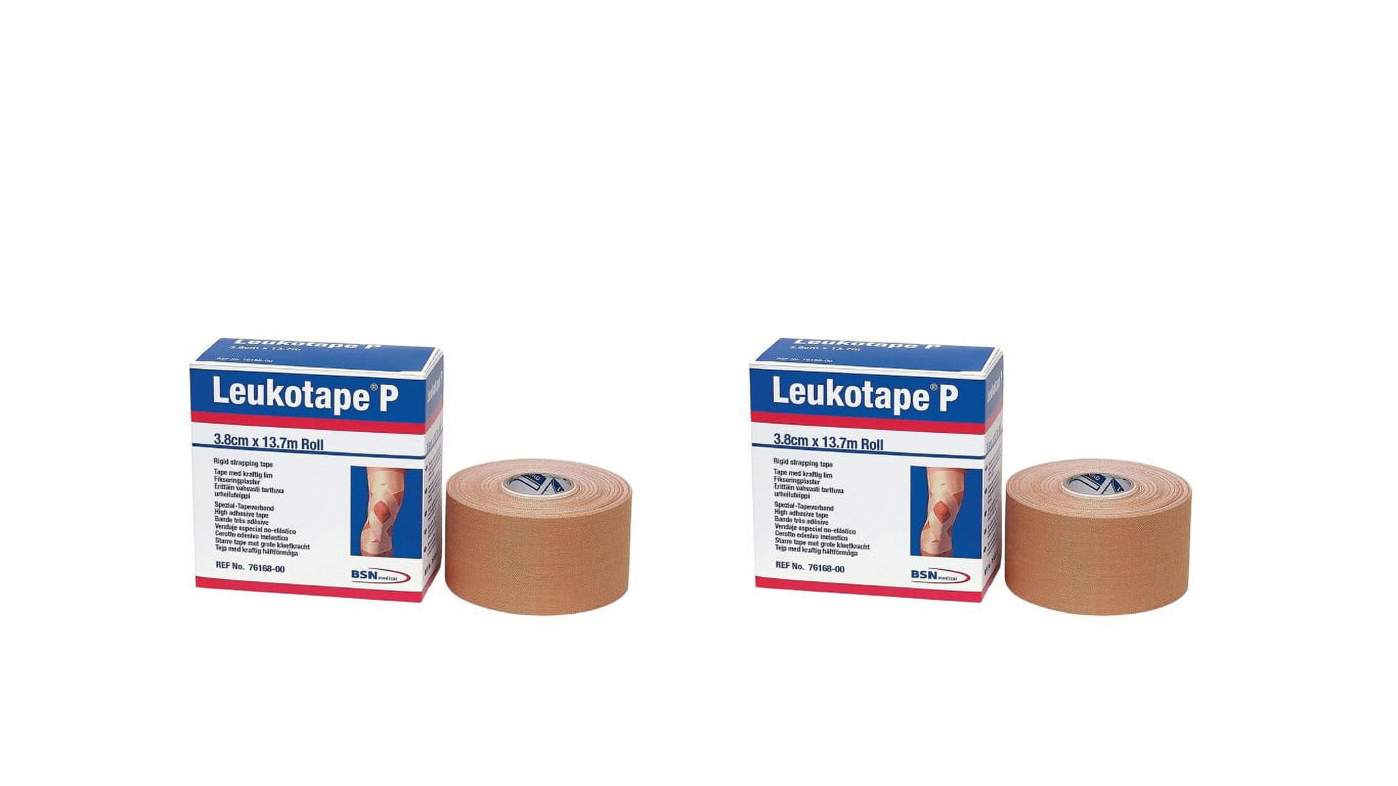 Leukotape Orthopedic Corrective Tape P Porous Zinc Oxide Adhesive 1-1/2 Inch X 15 Yard Beige, 2 Pack - 76168-00