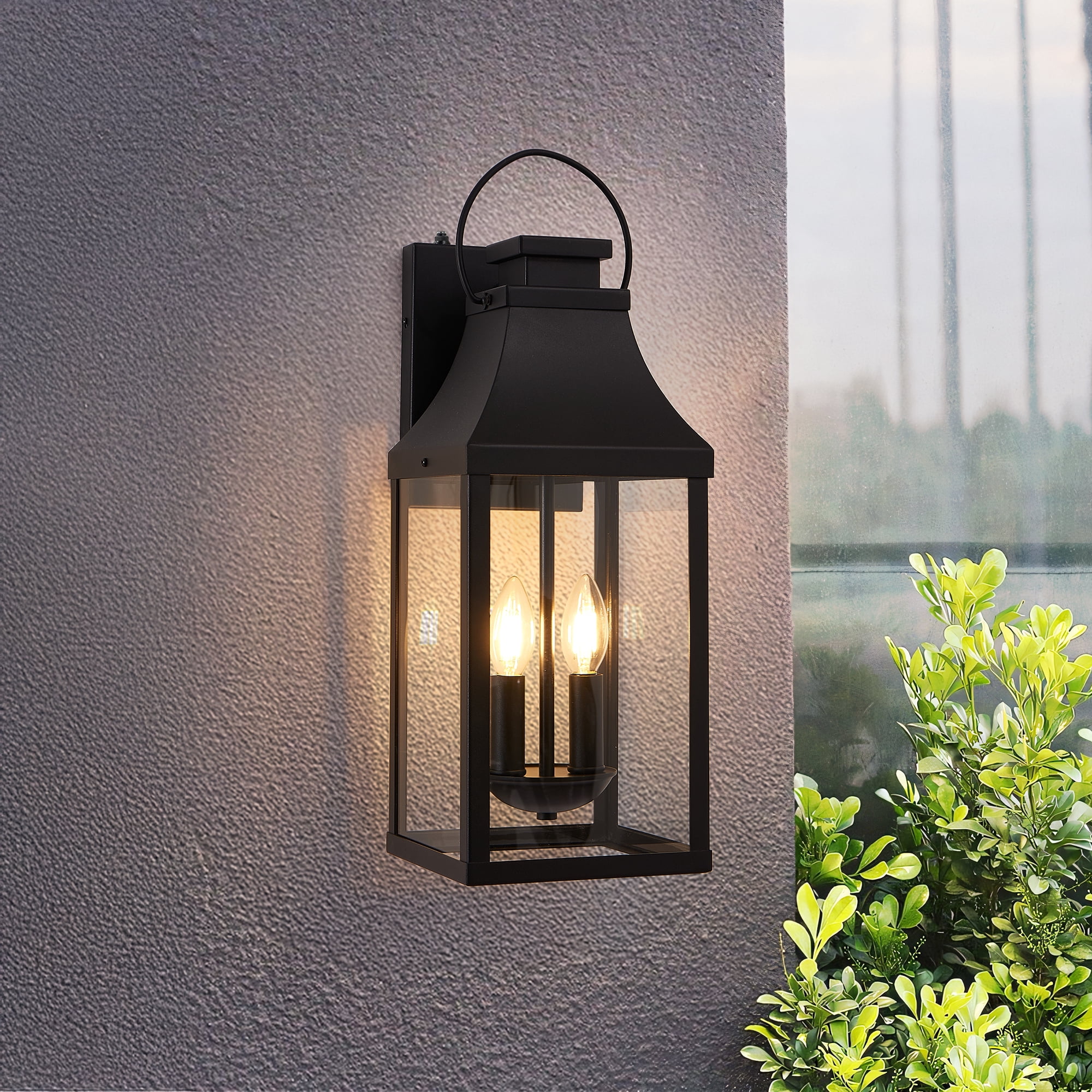 Leumius 1-Pack Outdoor Lighting Fixture, 20'' Large Porch Lights Outdoor Sconce Lights, 2-Light Black Exterior Lights for House Waterproof Outside Patio Lanterns for House Garage