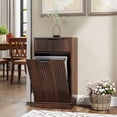 thumbnail image 1 of Leumius 10 Gallon Farmhouse Double Tilt Out Trash Cabinet,Garbage Recycling Cabinet with Wave-Textured Hideaway Drawer&Pull-Out Bin-Multipurpose Organizer for Kitchen Bath Walnut, 1 of 9