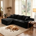 thumbnail image 1 of Leumius 106.3" Cloud Modular Sectional Sofa Couch with L-Shape Chaise,Modern Minimalist Upholstered Couches for Living Room Bedroom No Assembly Required Black-L, 1 of 9