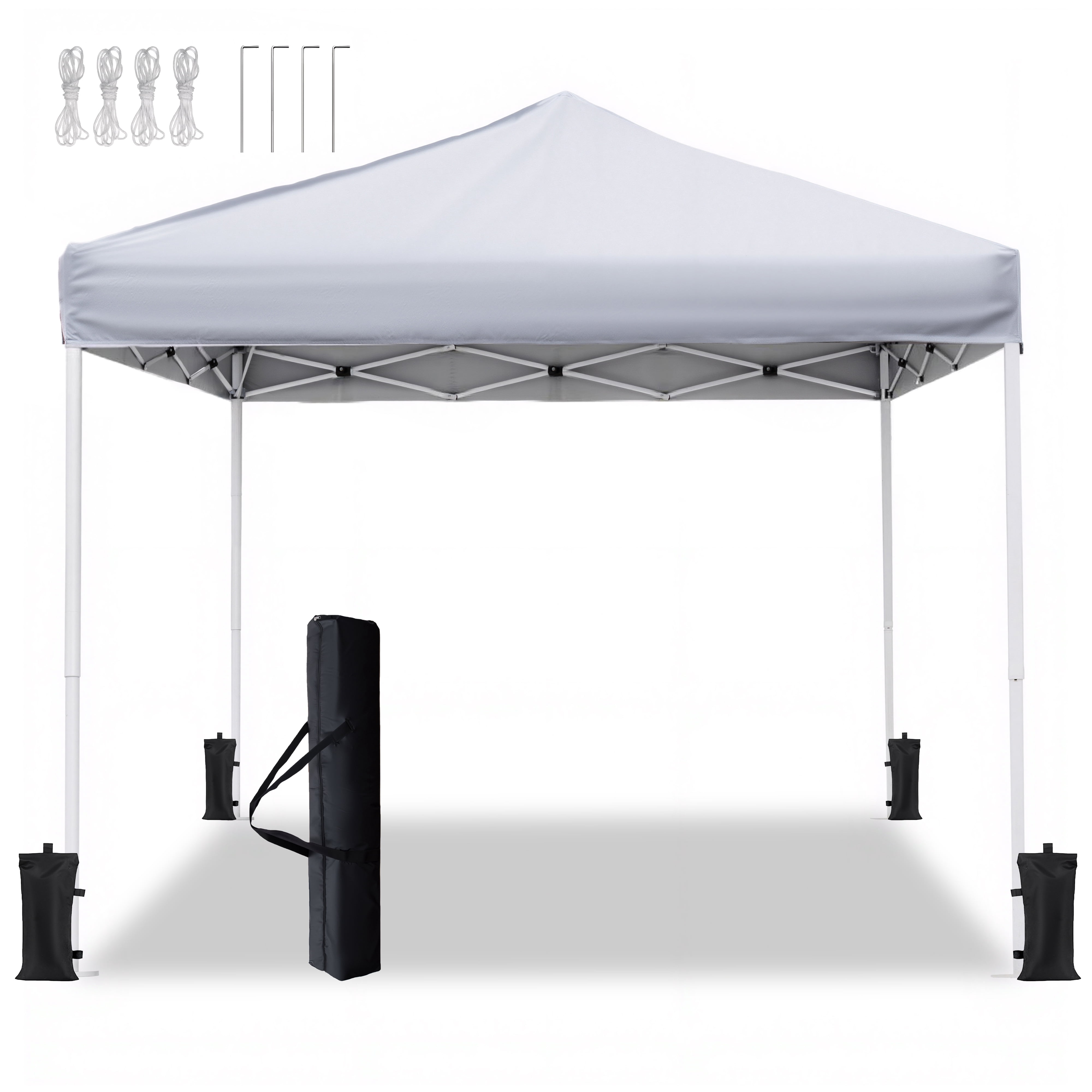 Leumius 10x10 ft Pop Up Canopy Tent with 3 Adjustable Heights (5.8-6.4ft) ,Portable Gazebo Instant Canopy for Camping Beach,White