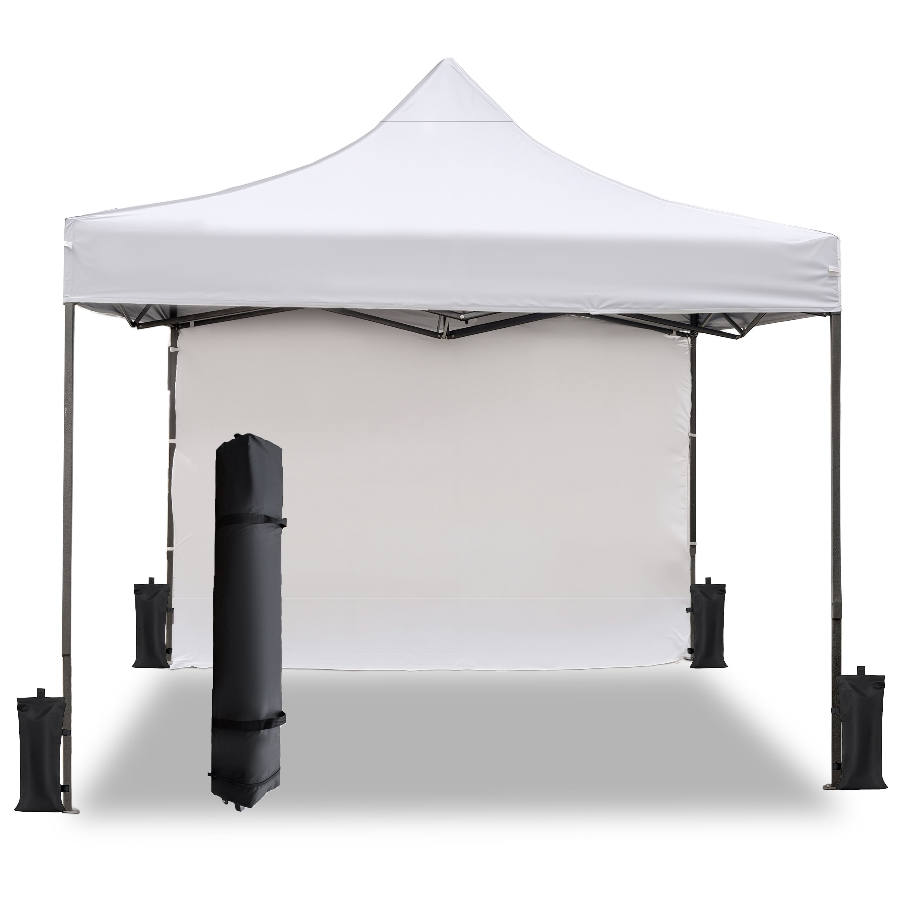 Leumius 10x10 ft Pop Up Canopy Tent with 4 Adjustable Heights (6.7-7.6 ft ) ,Portable Gazebo Instant Canopy for Camping Beach,White