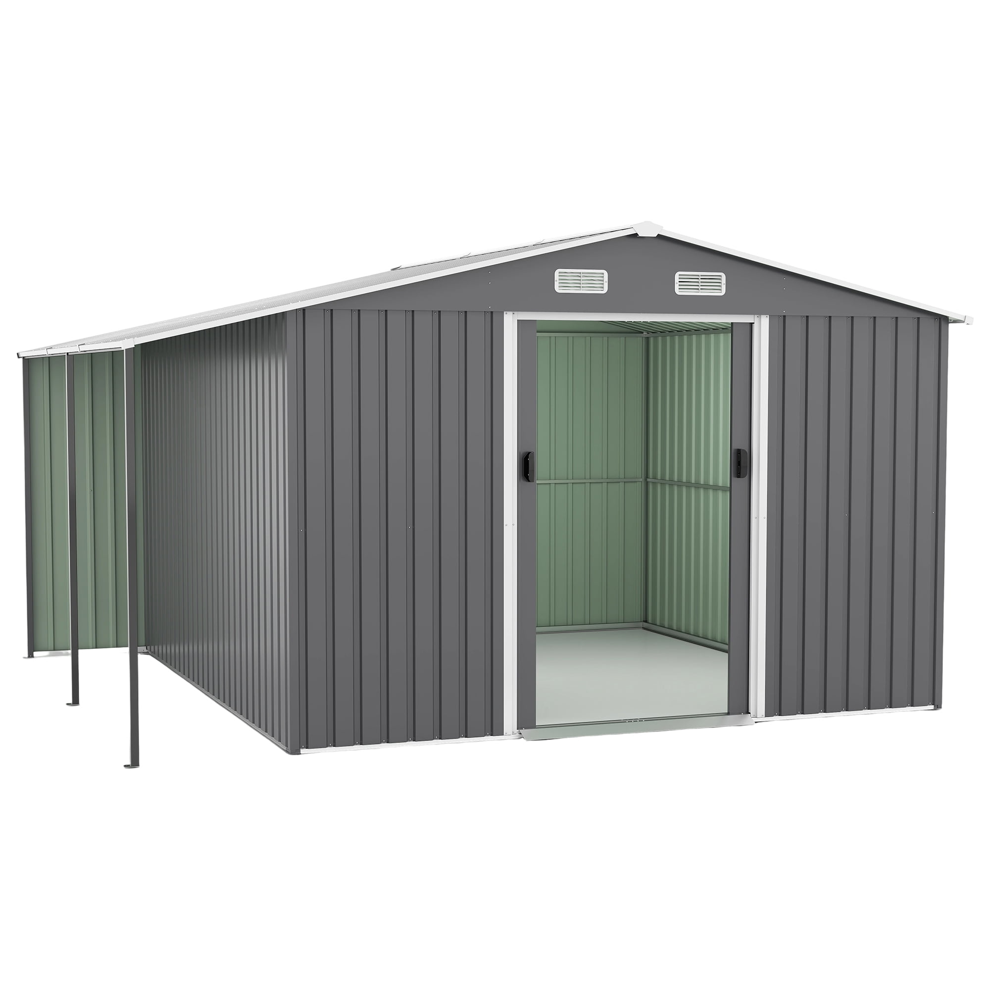 Leumius 10x12 Ft Outdoor Storage Shed, Extra Large Metal Shed with Lockable Doors, Windows, Outside Steel Tiny House Ideal for Garden Backyard Patio Utility Tool Storage Chicken Coops Dark Gray