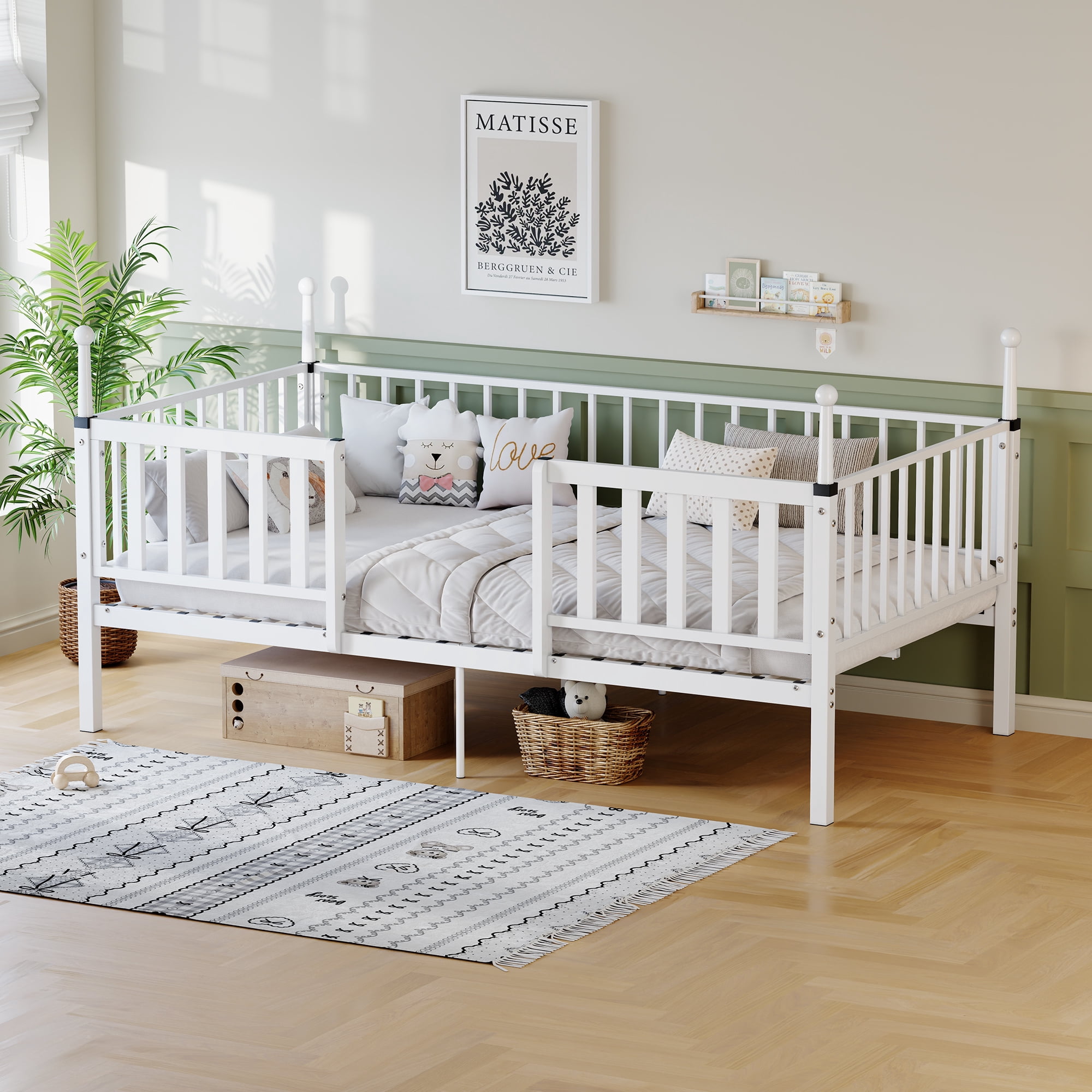 Leumius 11 inch Twin Bed Frame,Heavy Duty Metal Platform,No Box Spring Needed,Easy Assembly,White