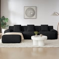 thumbnail image 1 of Leumius 113" L-Shaped Modular Sectional Sofa,Corduroy Fabric Upholstered 3 Seater Couch with Deep Seat and Movable Ottoman,No Assembly,Black, 1 of 10