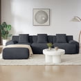 thumbnail image 1 of Leumius 113" L-Shaped Modular Sectional Sofa,Corduroy Fabric Upholstered 3 Seater Couch with Deep Seat and Movable Ottoman,No Assembly,Dark Gray, 1 of 10